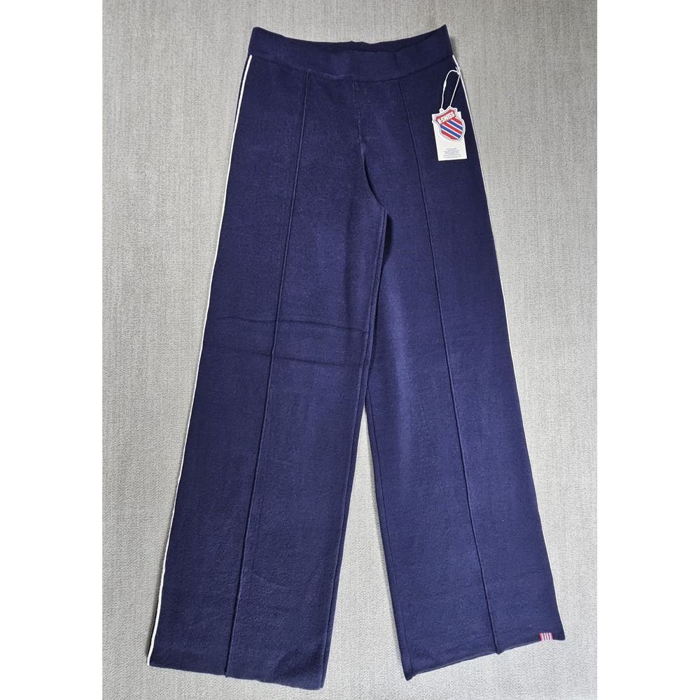K-Swiss Jersey Pants Women's Small Navy Blue Knit Wide Leg HIgh Rise NWT
